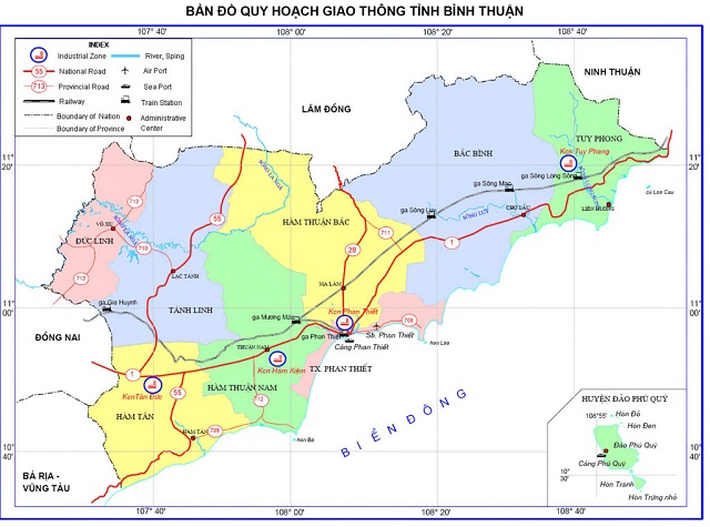 Bản đồ quy hoạch giao thông tỉnh Bình Thuận