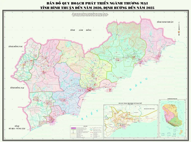 Bản đồ quy hoạch phát triển ngành thương mại tỉnh Bình Thuận định hướng đến năm 2025